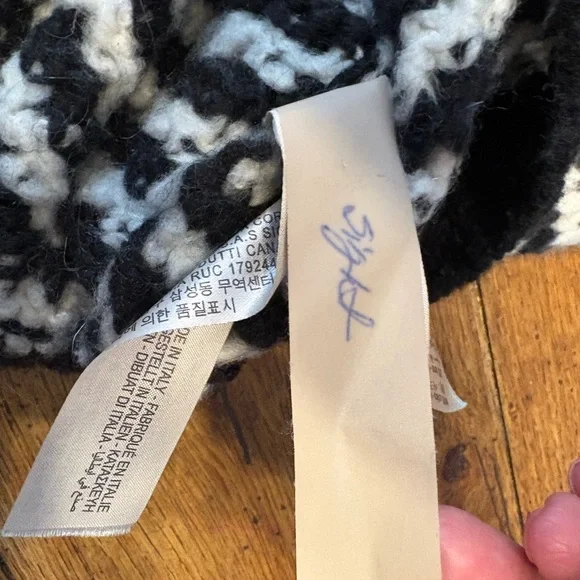 Massimo Dutti Italian Mohair Black & White Stripe Crewneck Open Weave Sweater - Picture 8 of 9